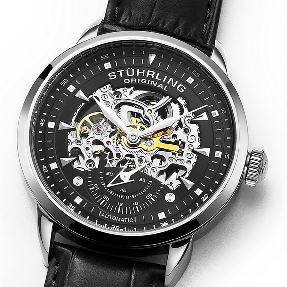 NWT Stuhrling Original Men’s Automatic Skeleton Watch - Picture 3 of 9